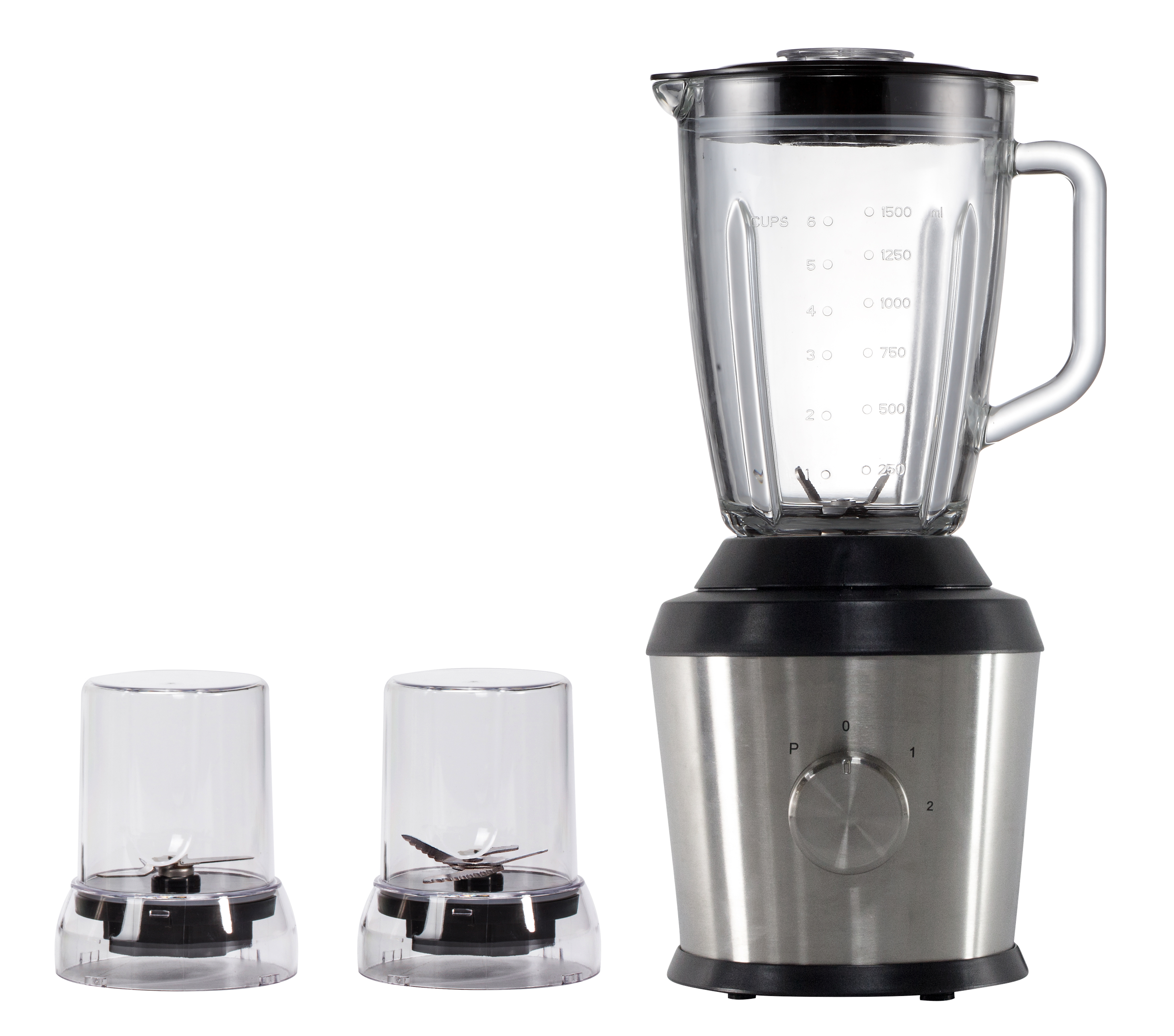 Blender Glass Jar Stand Electric Multifunctional with Grinder Mincer Silver